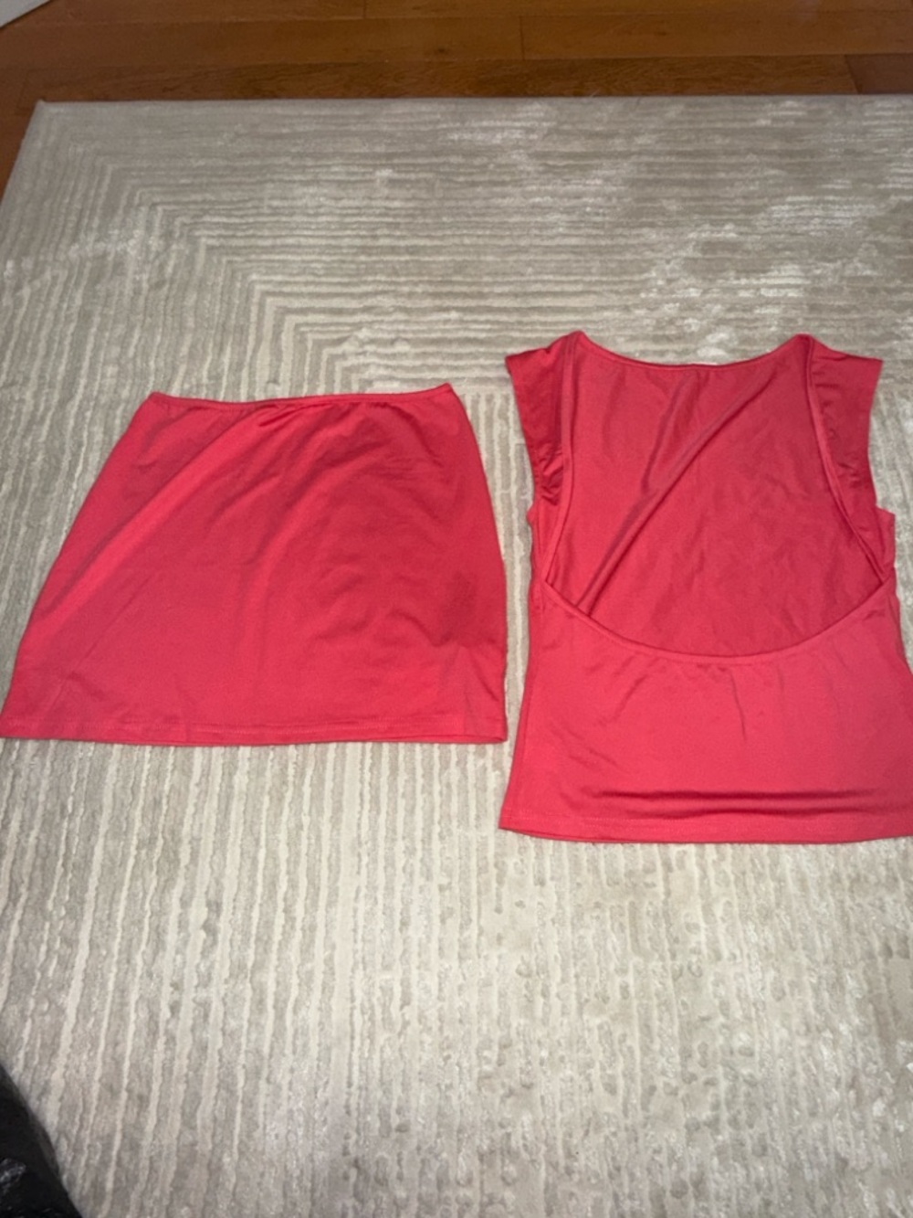 Neon Pink Two-Piece Skirt and Tank Set